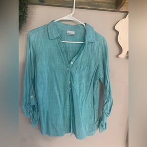 columbia shirt mint green linen look size medium